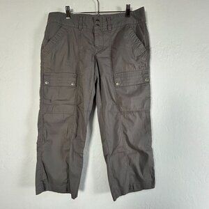 Koppen Women's 6-Pocket Gray Ripstop Hiking Outdoor Capri Pants Size 8 Stretch